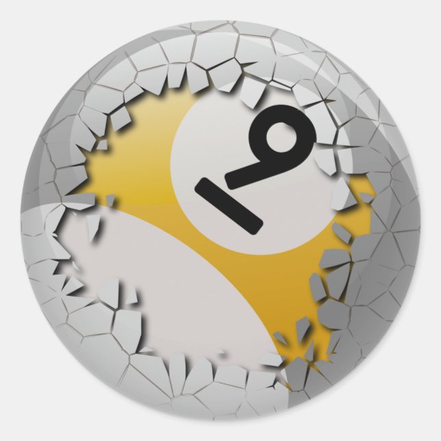 Cracked Shell Break Out Number 9 Billiards Ball Classic Round Sticker (Front)