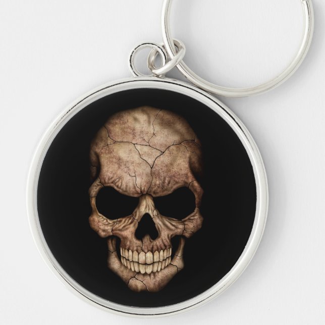 Cracked Skull Emerging From Darkness Key Ring (Front)