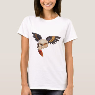 Cracked Skull with Wings and Feather T-Shirt