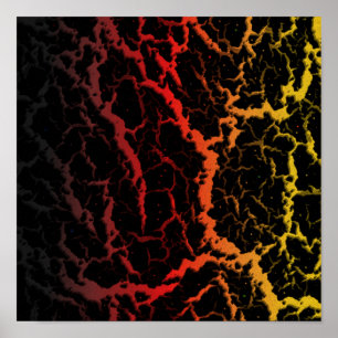 Cracked Space Lava - Black/Red/Gold Poster