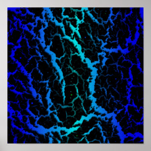 Cracked Space Lava - Blue/Cyan Poster