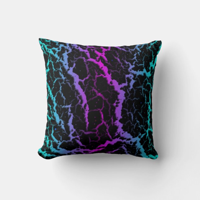 Cracked Space Lava - Cyan/Pink Cushion (Front)
