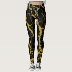 Cracked Space Lava - Gold Leggings