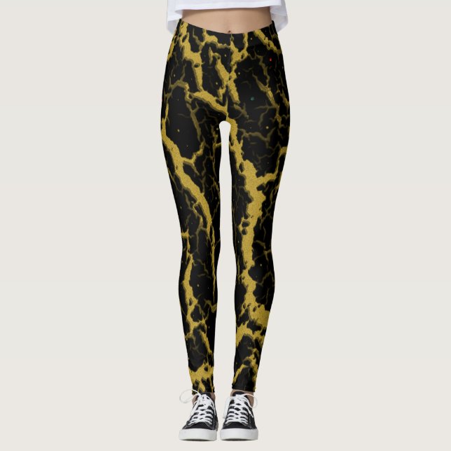 Cracked Space Lava - Gold Leggings (Front)