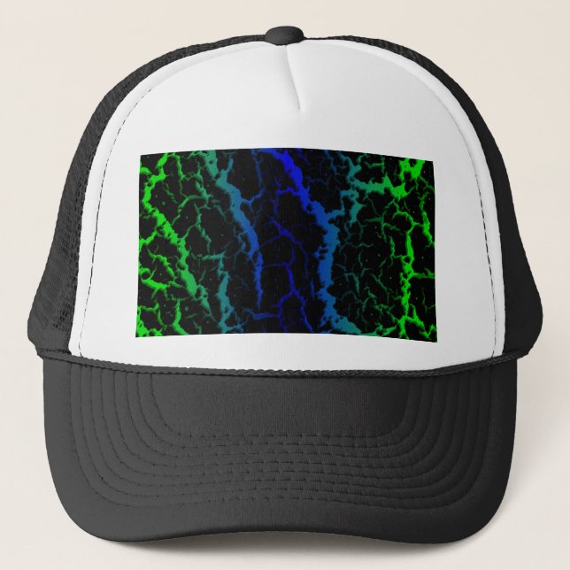 Cracked Space Lava - Green/Blue Trucker Hat (Front)