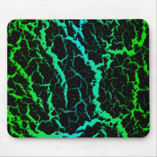 Cracked Space Lava - Green/Cyan Mouse Mat