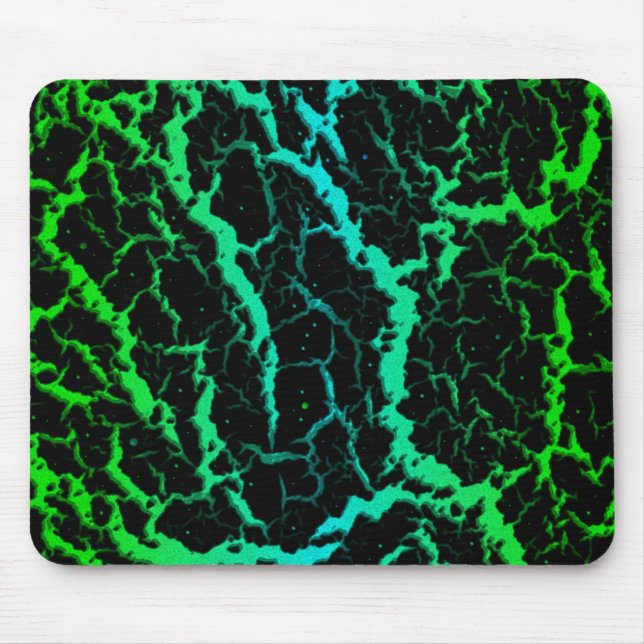 Cracked Space Lava - Green/Cyan Mouse Mat (Front)