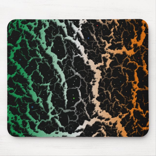 Cracked Space Lava - Green/White/Orange Mouse Mat (Front)