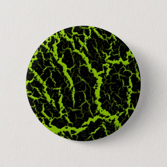 Cracked Space Lava - Lime 6 Cm Round Badge (Front)