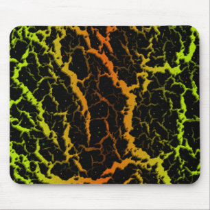 Cracked Space Lava - Lime/Orange Mouse Mat