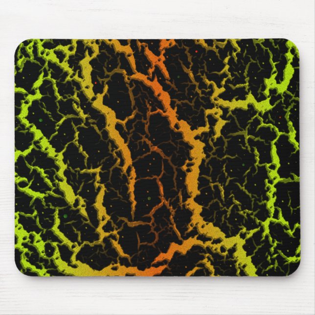 Cracked Space Lava - Lime/Orange Mouse Mat (Front)