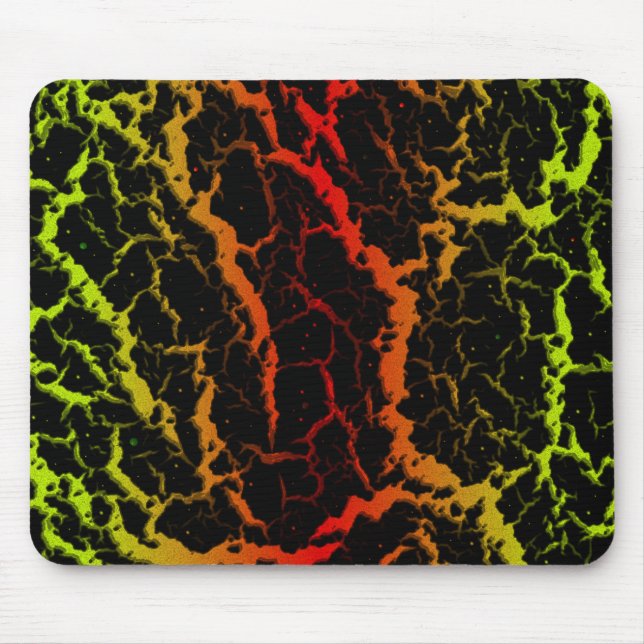 Cracked Space Lava - Lime/Red Mouse Mat (Front)