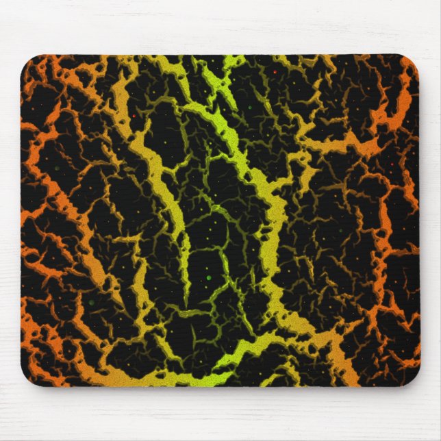 Cracked Space Lava - Orange/Lime Mouse Mat (Front)