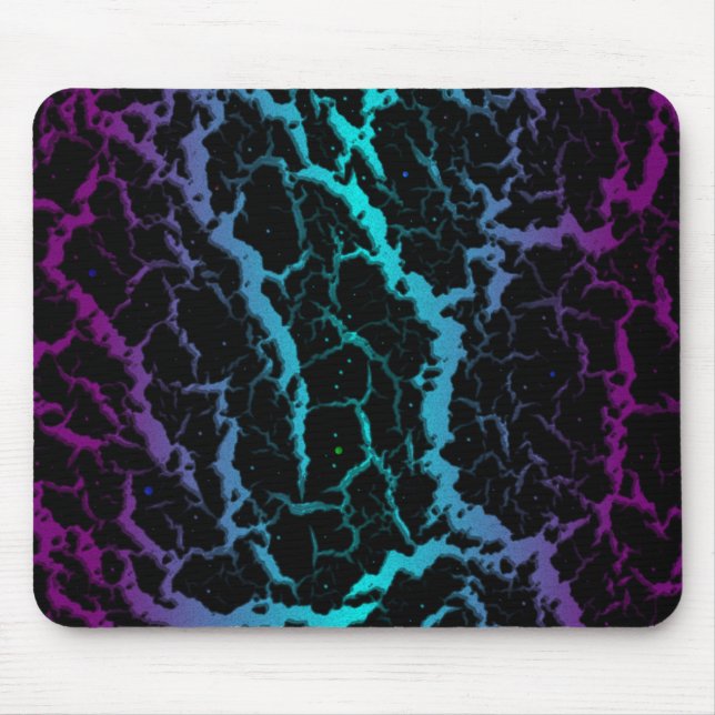 Cracked Space Lava - Purple/Cyan Mouse Mat (Front)