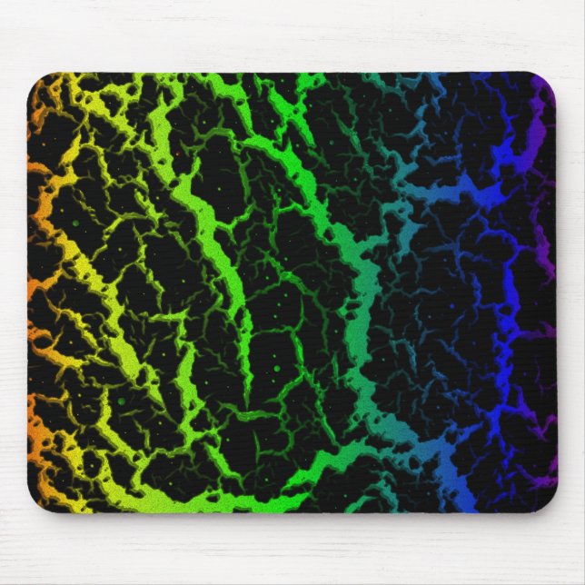 Cracked Space Lava - Rainbow OYGBP Mouse Mat (Front)