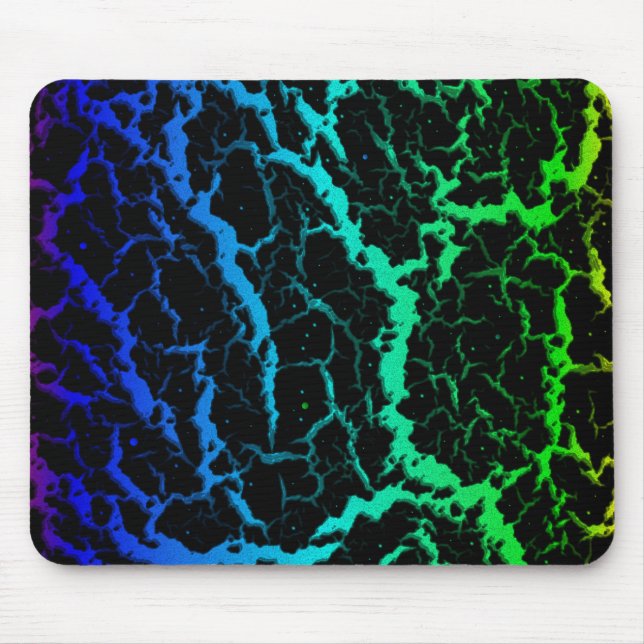 Cracked Space Lava - Rainbow PBCGY Mouse Mat (Front)