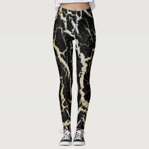 Cracked Space Lava - White/Gold Leggings