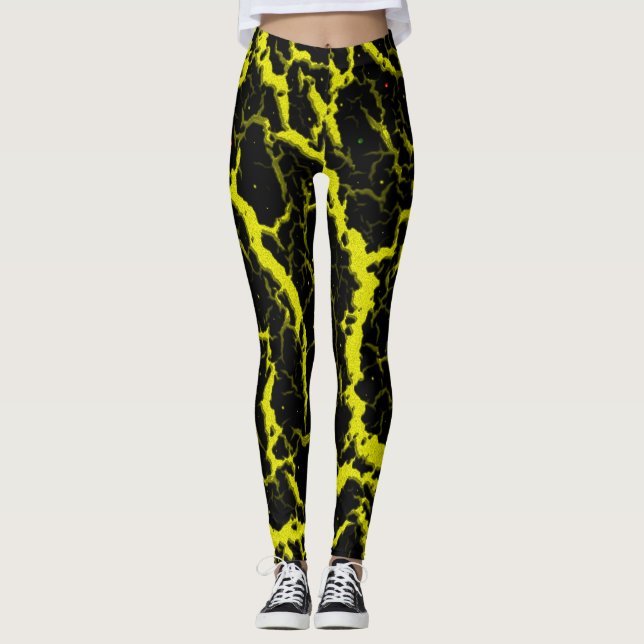 Cracked Space Lava - Yellow Leggings (Front)