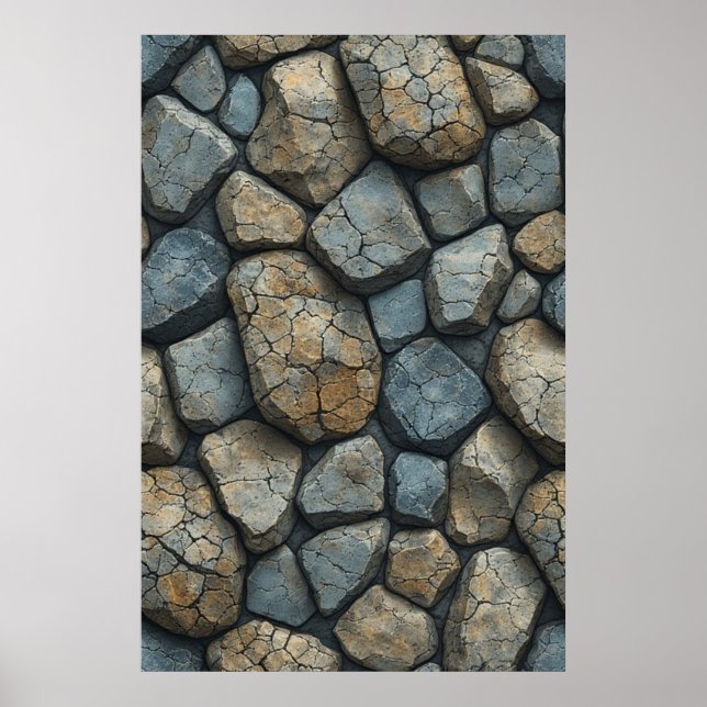 Cracked Stone Surface: A Natural Rocky Texture Poster (Front)