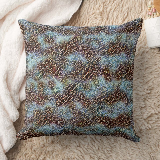 Cracked texture, caramel brown to dirty light cyan cushion (Blanket)