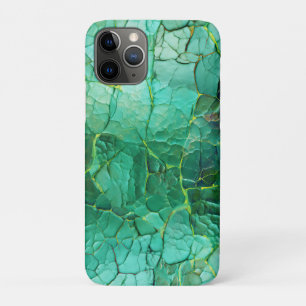 Cracked Texture in Shades of Green and Turquoise iPhone 11 Pro Case