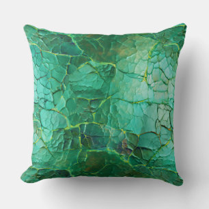 Cracked Texture in Shades of Green and Turquoise Cushion