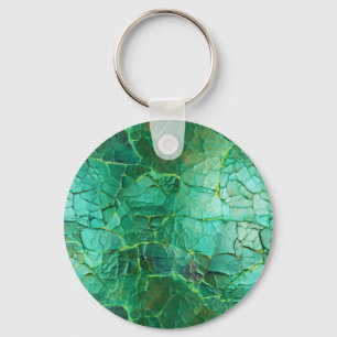 Cracked Texture in Shades of Green and Turquoise Key Ring