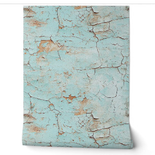 Cracked Textured Painted Green Stucco Wall