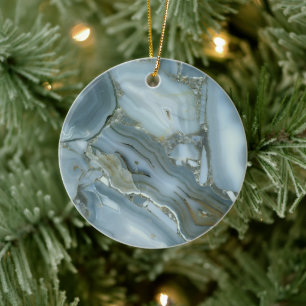 Cracked Turquoise Grey Green Blue Marble Texture Ceramic Tree Decoration