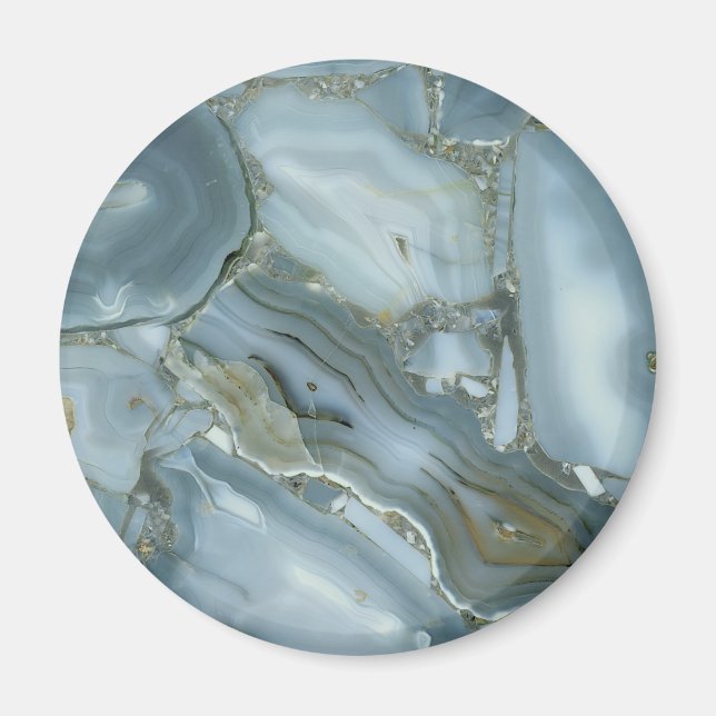 Cracked Turquoise Grey Green Blue Marble Texture Magnet (Front)