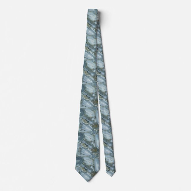 Cracked Turquoise Grey Green Blue Marble Texture Tie (Front)