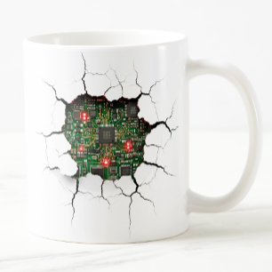 Cracked Wall Circuit Board Coffee Mug