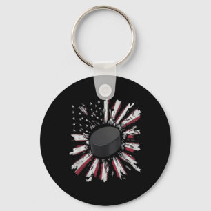 Cracked Wall Hockey Puck Power Burst Cool Sport Ar Key Ring