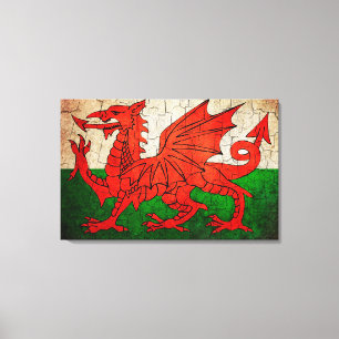 Cracked Welsh flag Canvas Print