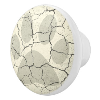 Cracked White Animal Paw Print Drawer Knob