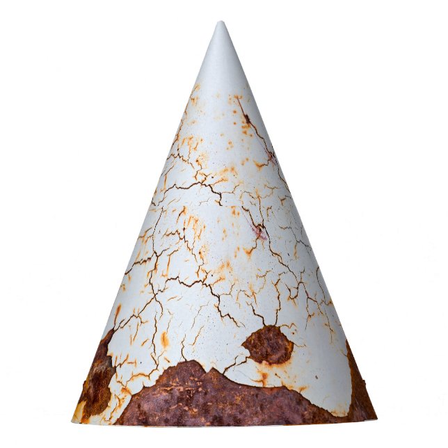 Cracked white paint, rusty car. party hat (Front)