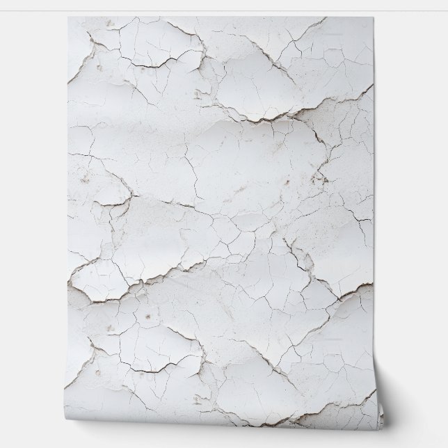 Cracked White Painted Textured Wall  (Unrolling)