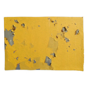 Cracked yellow metal: dirty texture. pillowcase