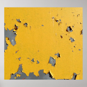 Cracked yellow metal: dirty texture. poster