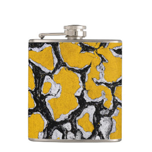 Cracked Yellow Road Paint Hip Flask