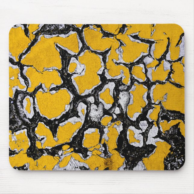 Cracked Yellow Road Paint Mouse Mat (Front)