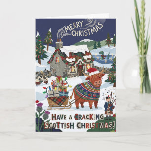 Crackin Scottish Christmas Highland Cow Card