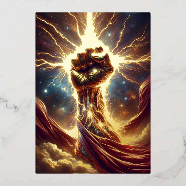 Crackle Fist - Isaiah 41:10 KJV Foil Greeting Card (Front)