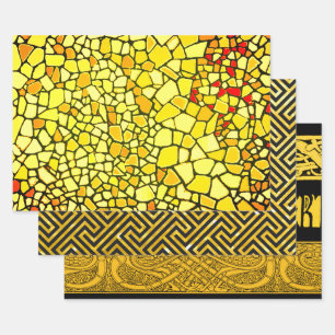 Crackle Meander Celtic Sampler Wrapping Paper Sheet