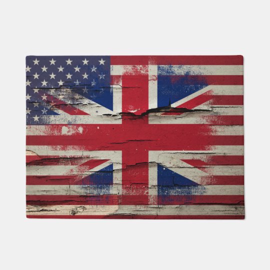 Crackle Paint British American Flag Doormat Zazzle Co Uk