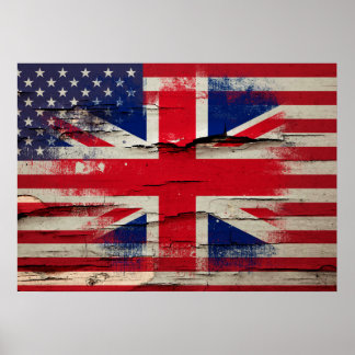 Crackle Paint | British American Flag Poster