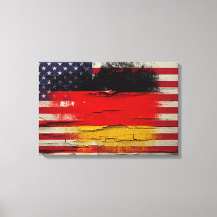 Crackle Paint   German American Flag Canvas Print