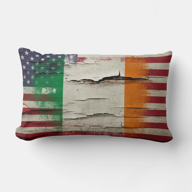 Crackle Paint | Irish American Flag Lumbar Cushion (Front)