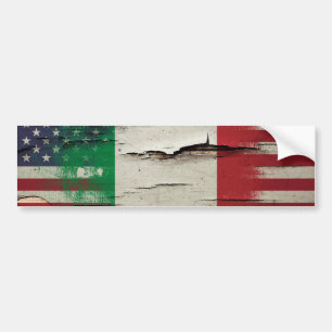 Crackle Paint   Italian American Flag Bumper Sticker