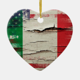 Crackle Paint   Italian American Flag Ceramic Tree Decoration